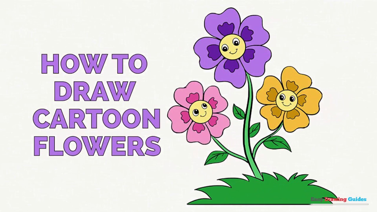 1280x720 How To Draw Cartoon Flowers In A Few Easy Steps Drawing Tutorial - Step By Step Drawing Flowers For Kids