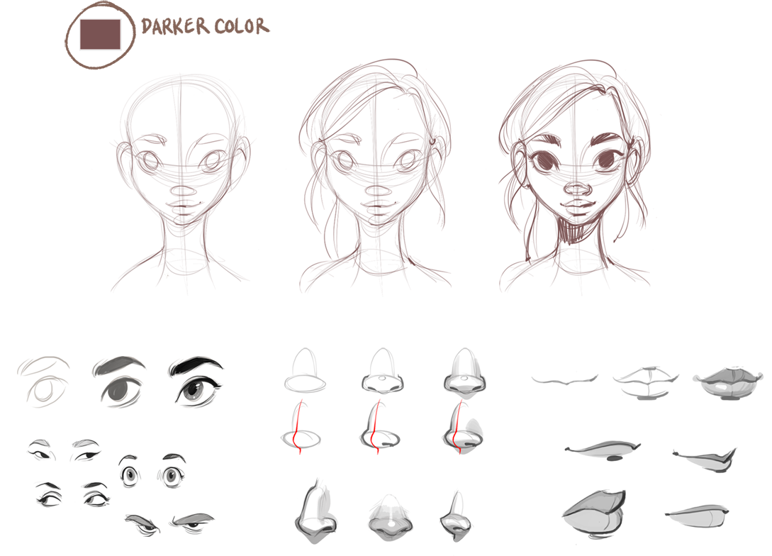 1089x784 How To Draw Female Faces Step - Step By Step Drawing For Girls