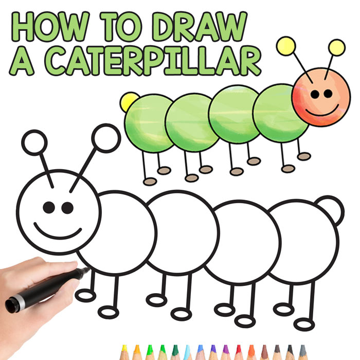 700x700 How To Draw A Caterpillar - Step By Step Drawing For Kids Printable