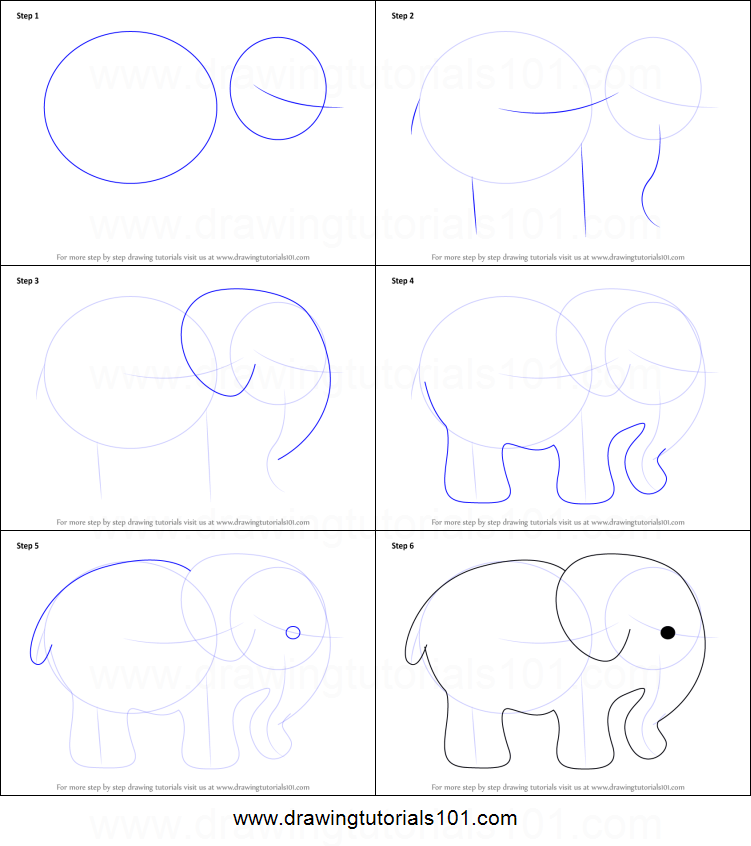 751x846 How To Draw An Elephant For Kids Step - Step By Step Drawing For Kids Printable