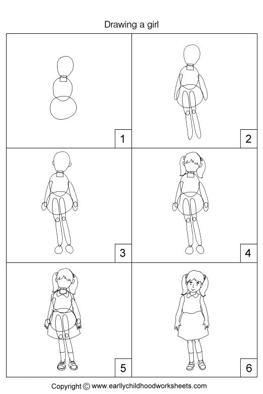 520x780 drawing a girl drawing websites step - Step By Step Girl Drawing