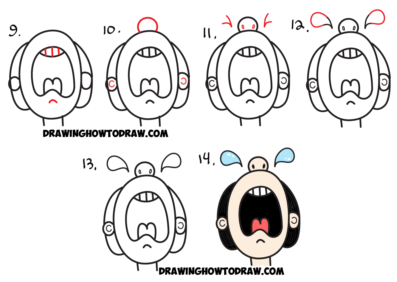 1332x946 how to draw cartoon crying person from the word cry easy step - Step By Step How Drawing A Person
