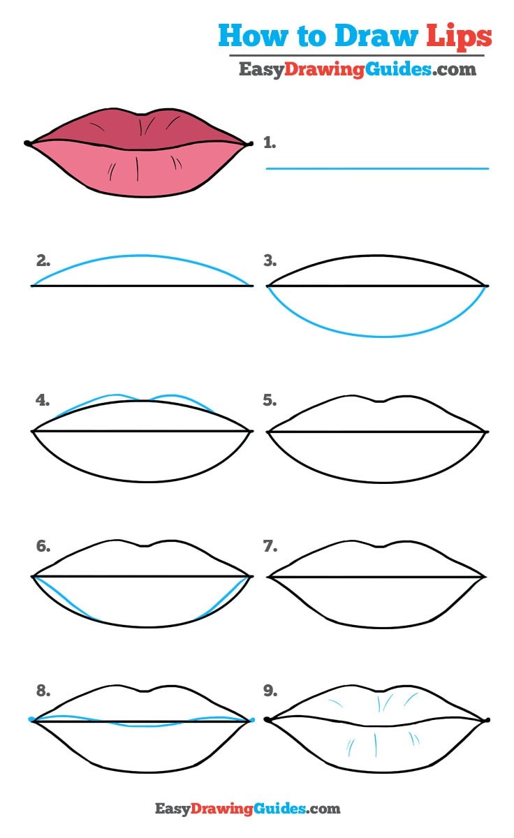 736x1200 how to draw lips really easy drawing tutorial - Step By Step Lip Drawing