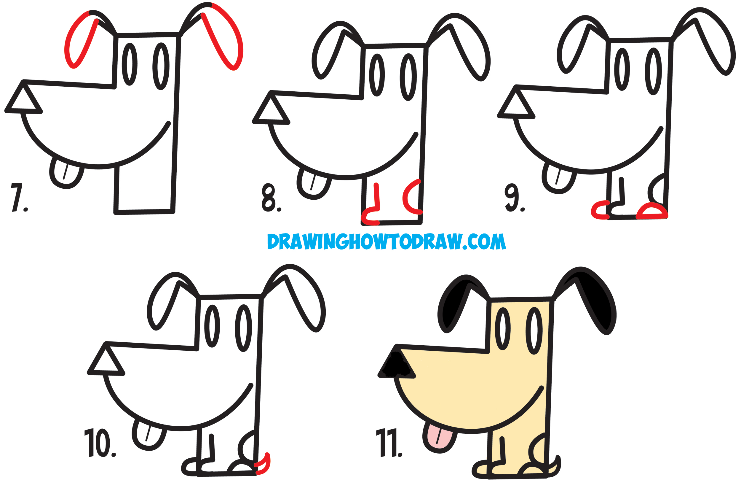 2500x1618 How To Draw A Cartoon Dog From An Arrow Shape - Steps Drawing A Dog