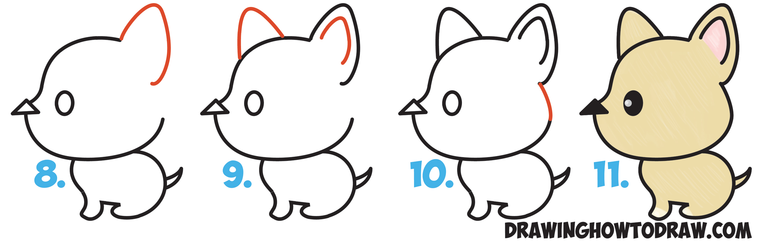 2500x794 How To Draw A Cute Cartoon Dog - Steps Drawing A Dog