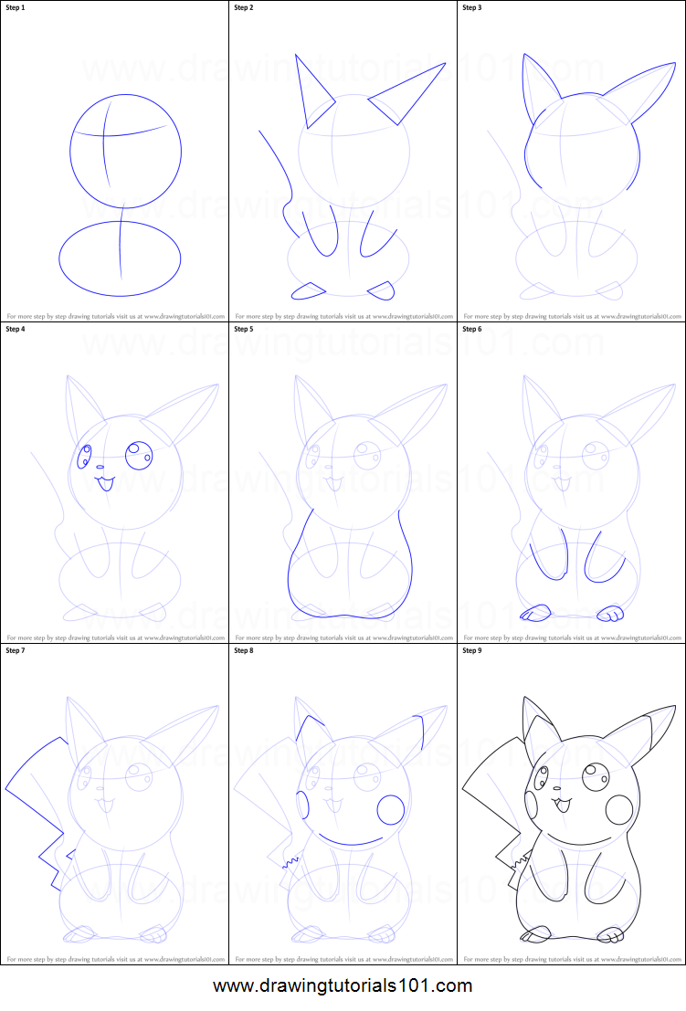 751x1107 How To Draw Ninja Pikachu From Pokemon Printable Step - Steps Drawing Pikachu