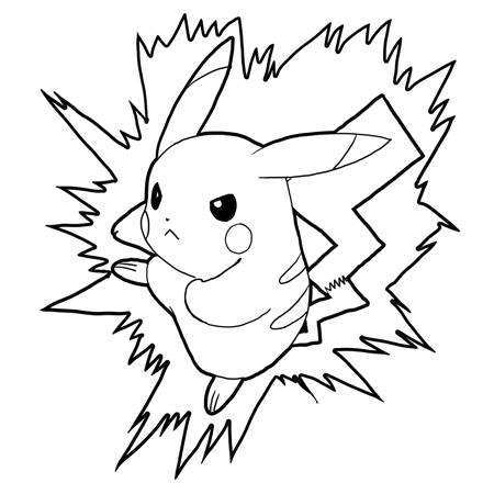 450x450 how to draw pikachu attacking in battle pokemon drawing step - Steps Drawing Pikachu