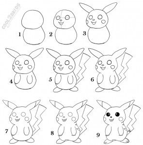 295x300 How To Draw Pikachu Step - Steps Drawing Pikachu
