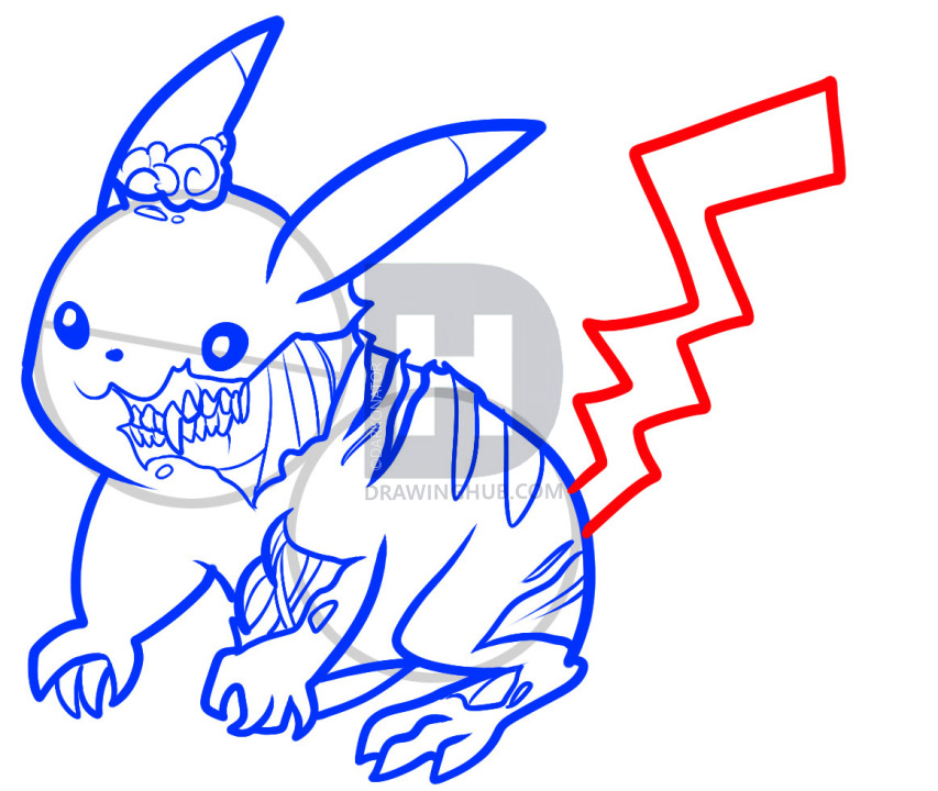 853x720 how to draw zombie pikachu, zombie pikachu, step - Steps Drawing Pikachu