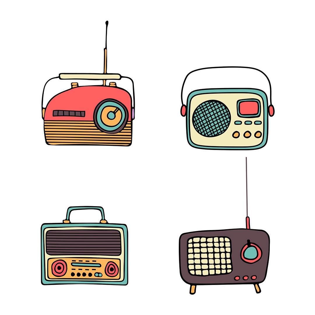 1080x1080 Old Fashioned Devices Cute Doodle Image - Stereo Drawing