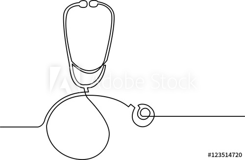500x326 Continuous Line Drawing Of Stethoscope - Stethoscope Drawing
