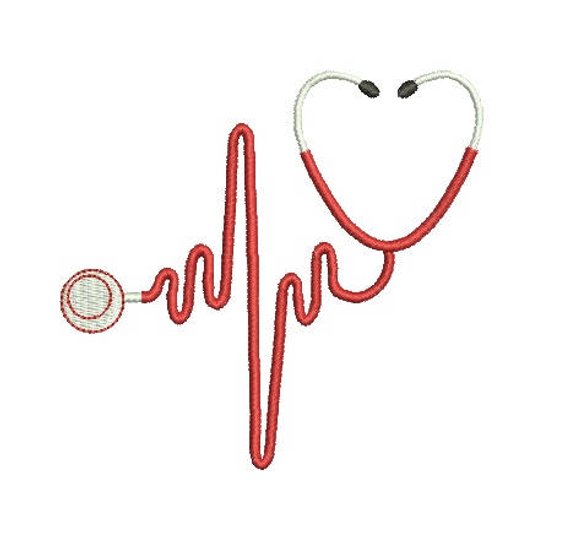 570x548 Heart Stethoscope Nurse Embroidery Fill Design Machine Etsy - Stethoscope Drawing Heart