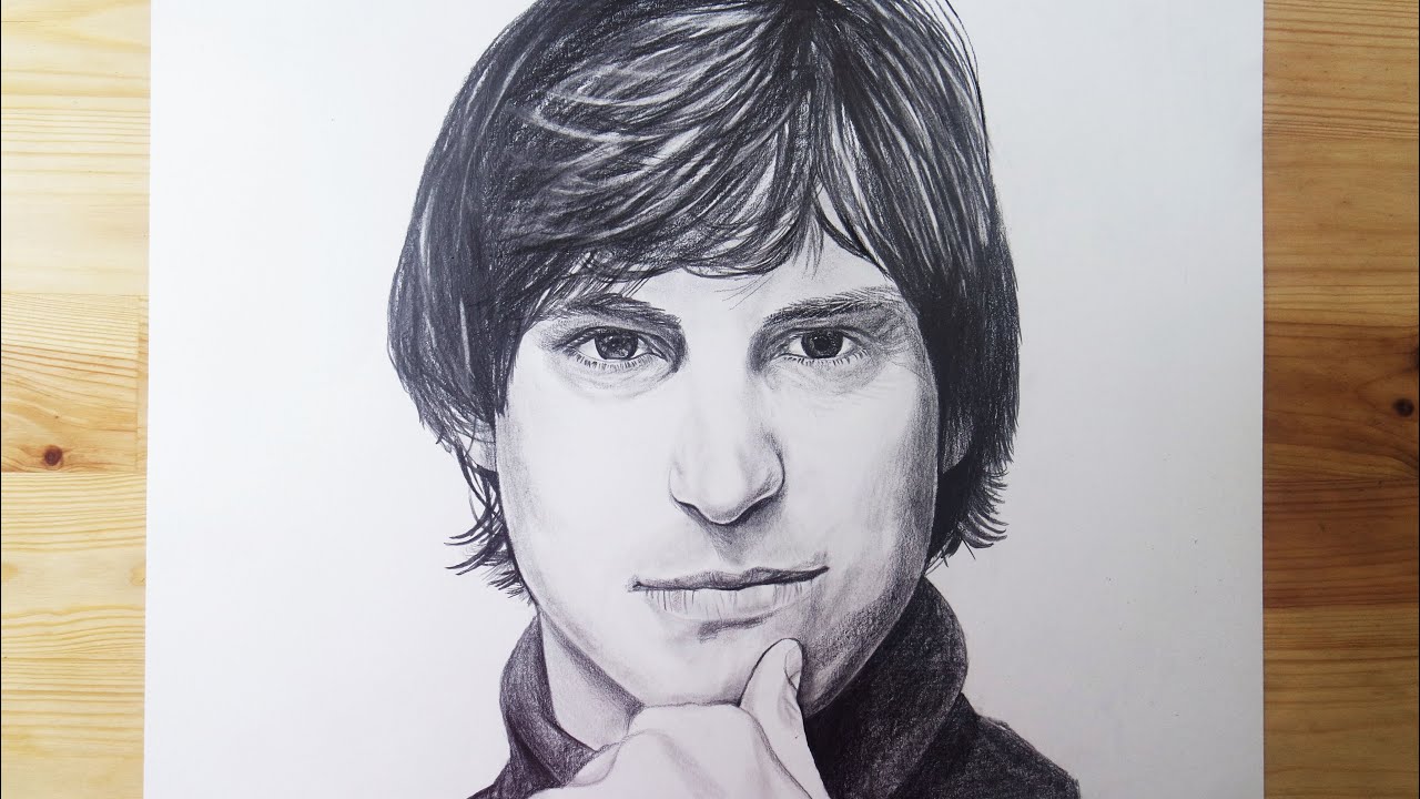 1280x720 Young Steve Jobs Drawing Charcoal - Steve Jobs Drawing