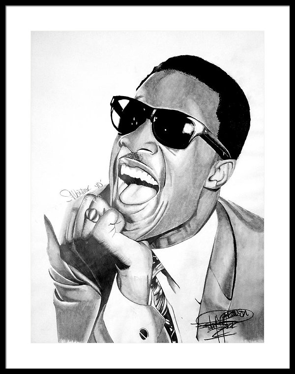 600x759 stevie wonder drawing framed print - Stevie Wonder Drawing