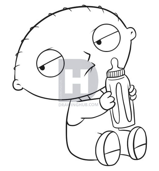 522x563 How To Draw Stewie, Step - Stewie Drawing