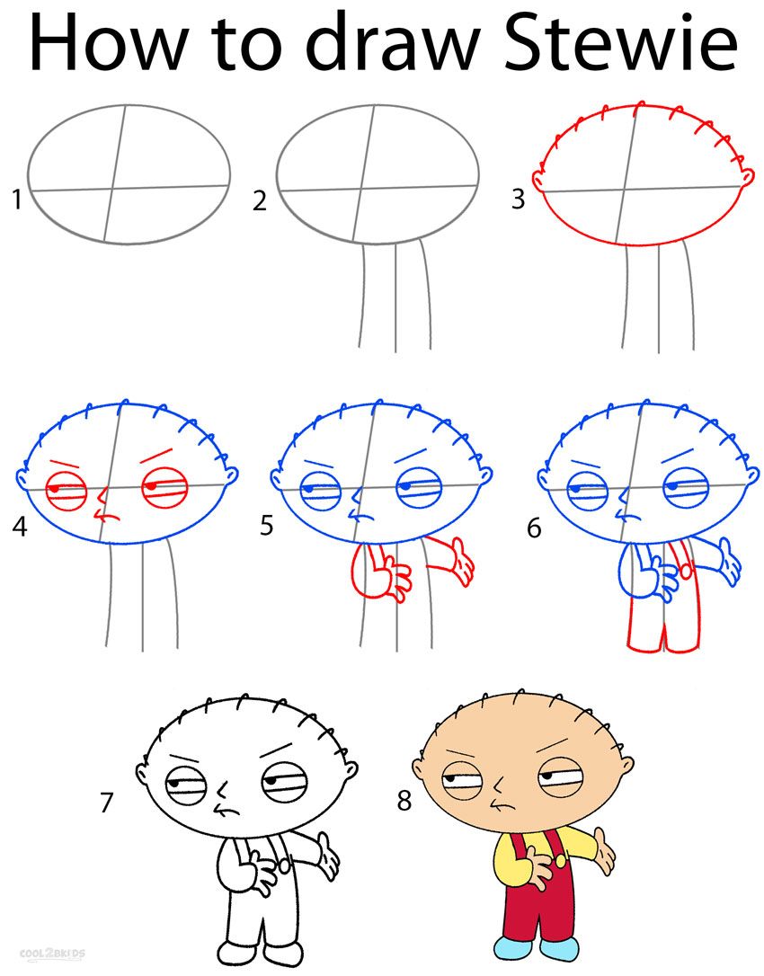 850x1086 How To Draw Stewie Step - Stewie Drawing