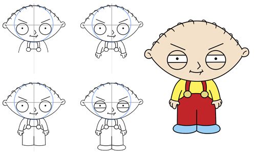 500x301 How To Draw Stewie Griffin Stencils Drawings, Cartoon Drawings - Stewie Drawing