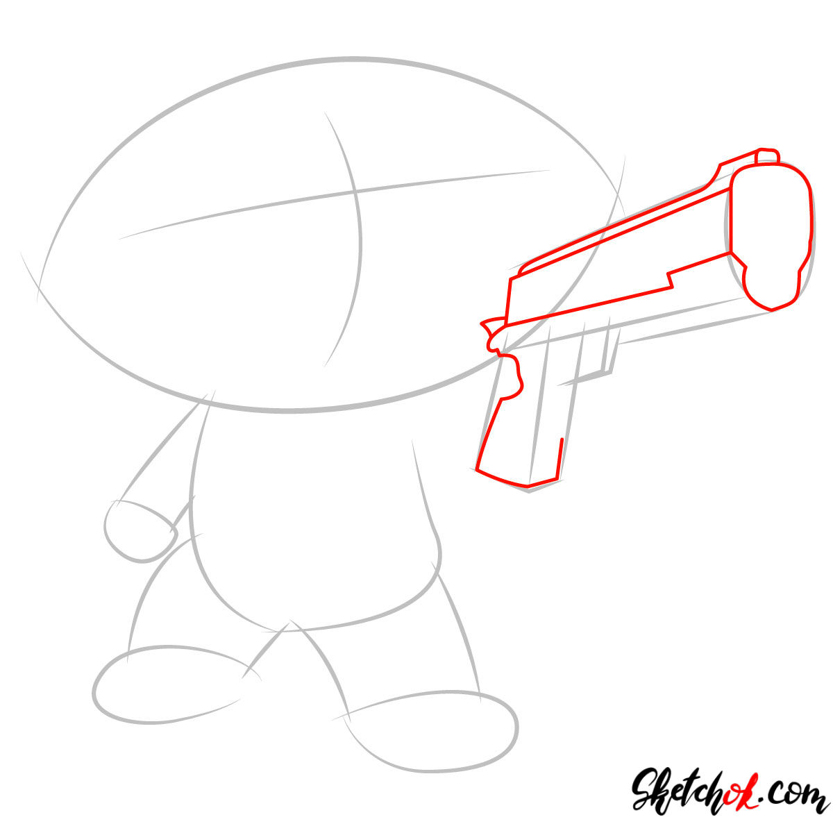 1200x1200 How To Draw Stewie Griffin With A Pistol - Stewie Drawing