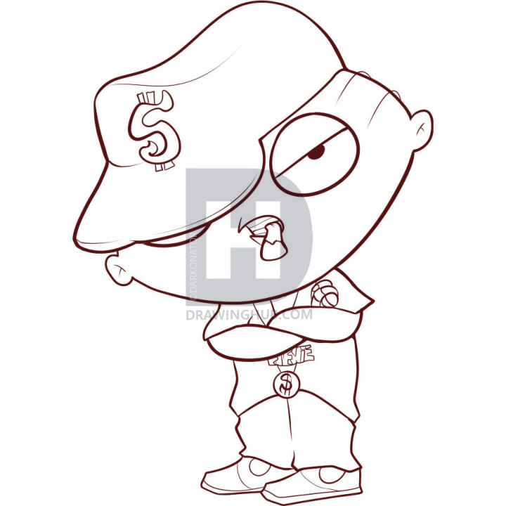 720x720 How To Draw Gangster Stewie, Step - Stewie Drawing