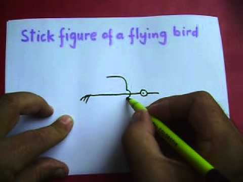 480x360 Drawing The Stick Figure Of S Flying Bird - Stick Bird Drawing
