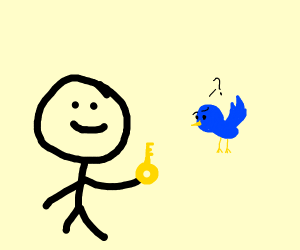 300x250 Stick Guy Holds Up Key To Confused Bird Drawing - Stick Bird Drawing