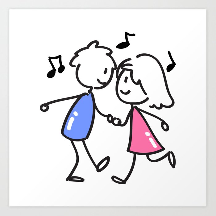 700x700 Dancing Couple Stick Figure Doodle Art Print - Stick Drawing