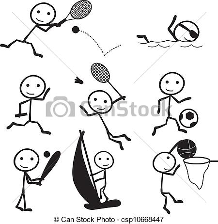 450x462 stick figure sports eight silhouettes stick figure doodle playing - Stick Drawing