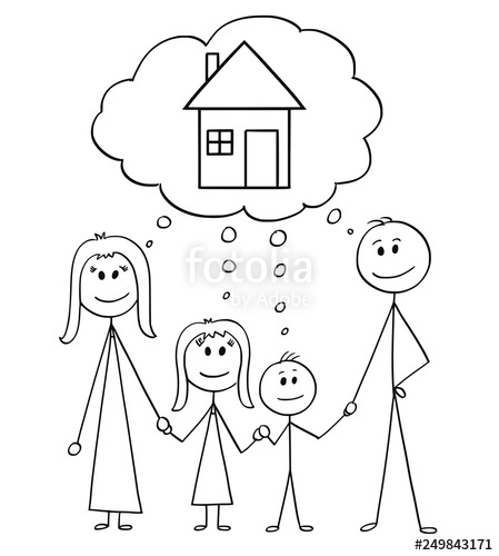 449x500 Cartoon Stick Figure Drawing Conceptual Illustration Of Happy - Stick Drawing House