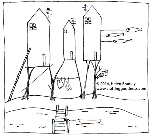 500x452 drawing houses on stilts stick houses crafting goodness - Stick Drawing House