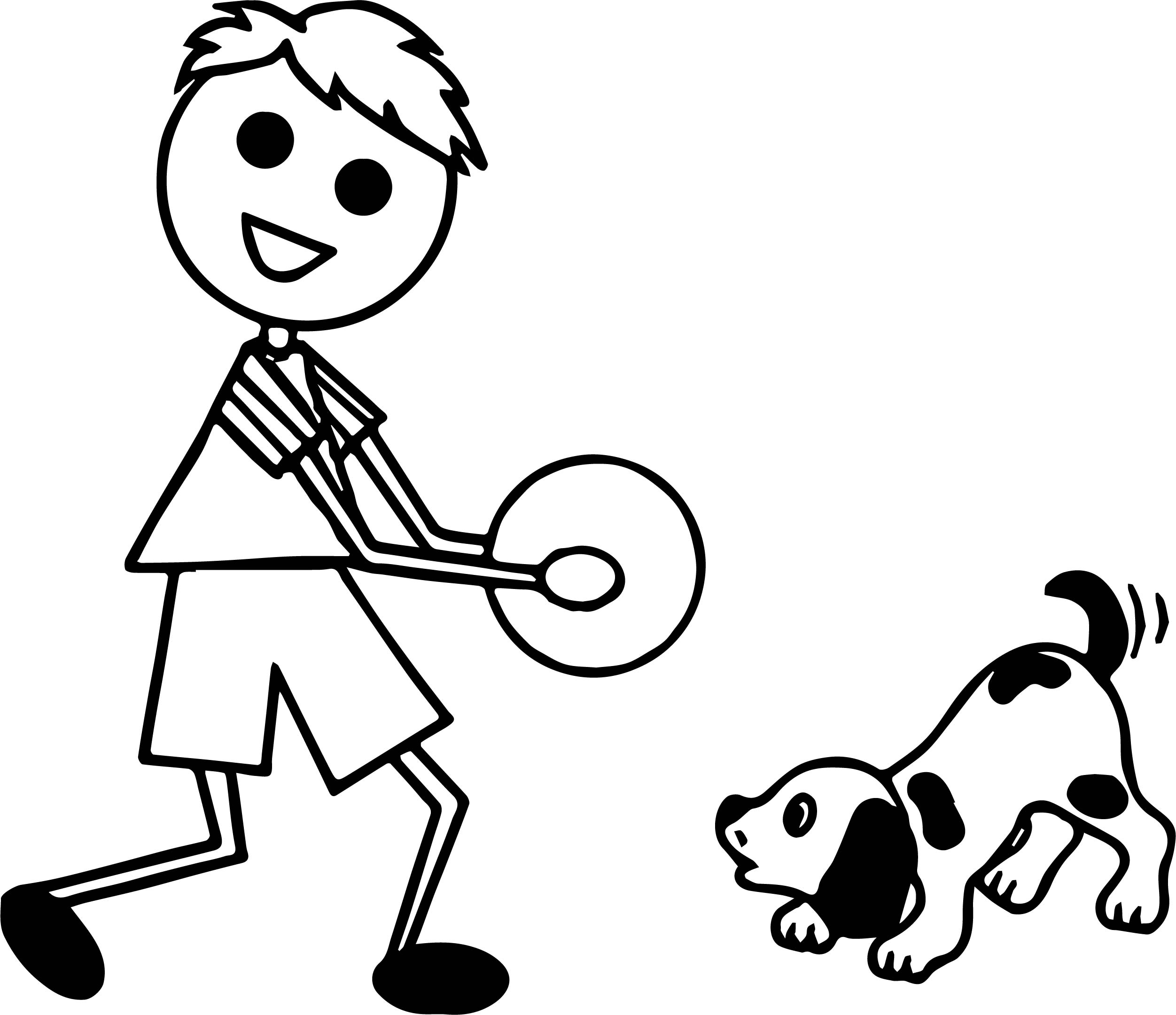 2503x2161 Stick Figure Boy Playing With Dog Coloring - Stick Drawing Of A Dog