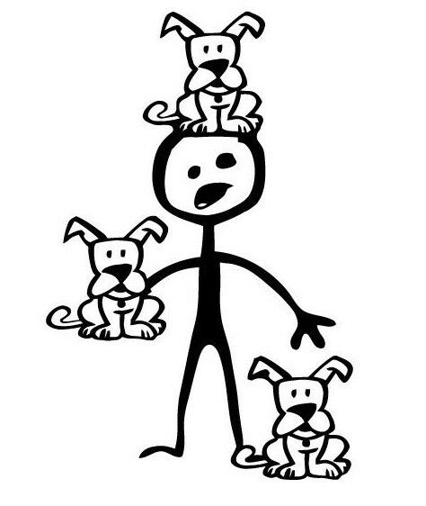 474x562 Stick Figure Family Car Vinyl Decal Sticker Crazy Dog Man Animal - Stick Drawing Of A Dog