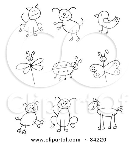 450x470 Stick Figure Horse Group With Items - Stick Figure Dog Drawing