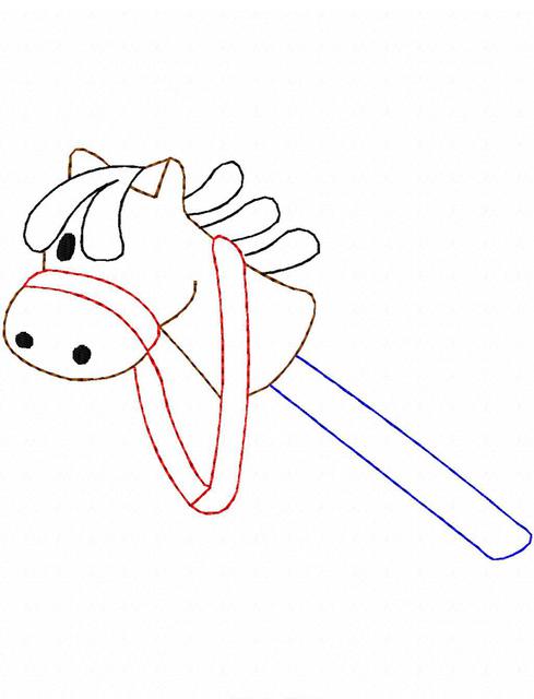 489x640 Stick Horse Color Work Embroidery Design Jazzy Zebra Designs - Stick Horse Drawing