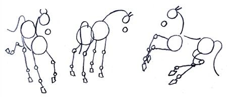 450x192 when drawing horses in action, start with stick figures learn how - Stick Horse Drawing