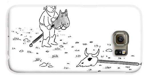 525x275 A Boy Dressed As A Cowboy Riding A Stick Horse Galaxy Case - Stick Horse Drawing