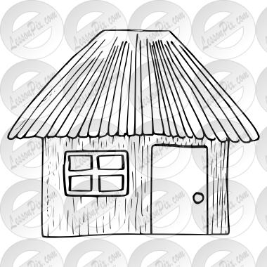 380x380 Stick House Outline For Classroom Therapy Use - Stick House Drawing