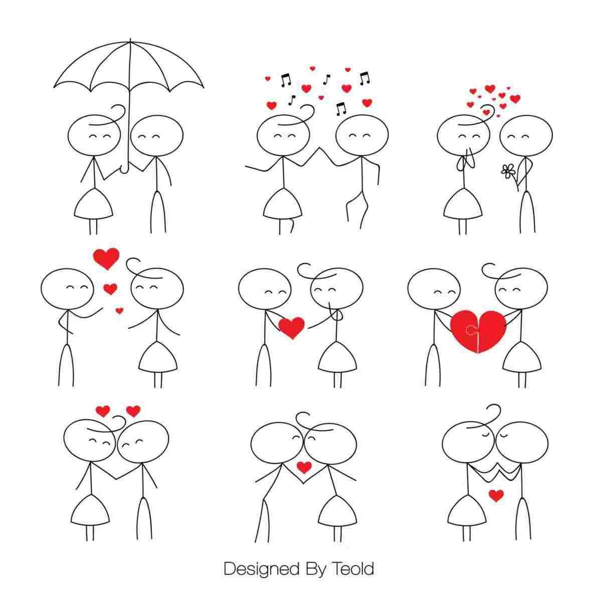 1185x1185 Cute Couple Stick Figure Drawings - Stick People Drawings