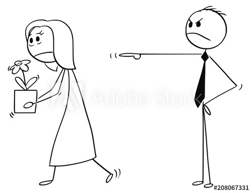 500x383 cartoon stick man drawing conceptual illustration of female worker - Stick Person Drawing