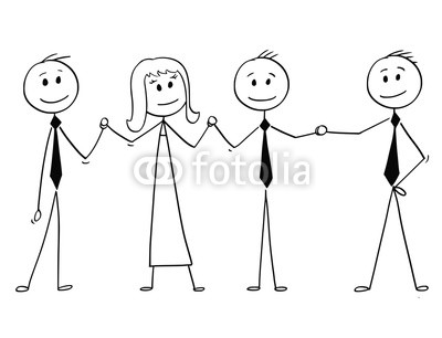 400x306 Cartoon Stick Man Drawing Conceptual Illustration Of Team - Stick Person Drawing