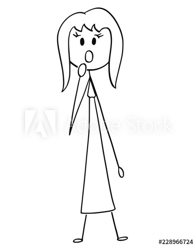 398x500 cartoon stick drawing conceptual illustration of shocked - Stick Woman Drawing