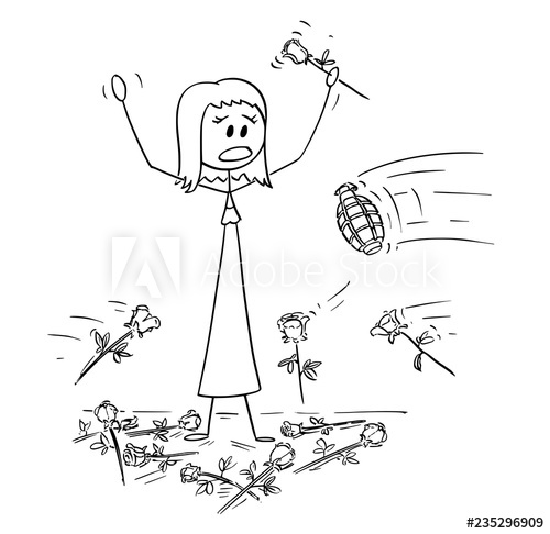 500x486 Cartoon Stick Drawing Conceptual Illustration Of Woman On Stage - Stick Woman Drawing