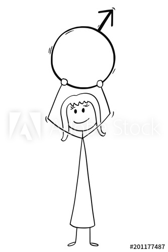 334x500 Cartoon Stick Man Drawing Conceptual Illustration Of Woman Holding - Stick Woman Drawing