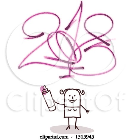 450x470 Clipart Of A Stick Woman Holding A Marker After Drawing New Year - Stick Woman Drawing