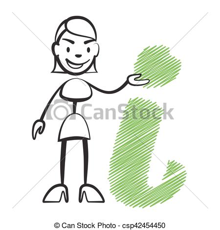450x470 stick figure woman with info sign, stickman vector drawing - Stick Woman Drawing