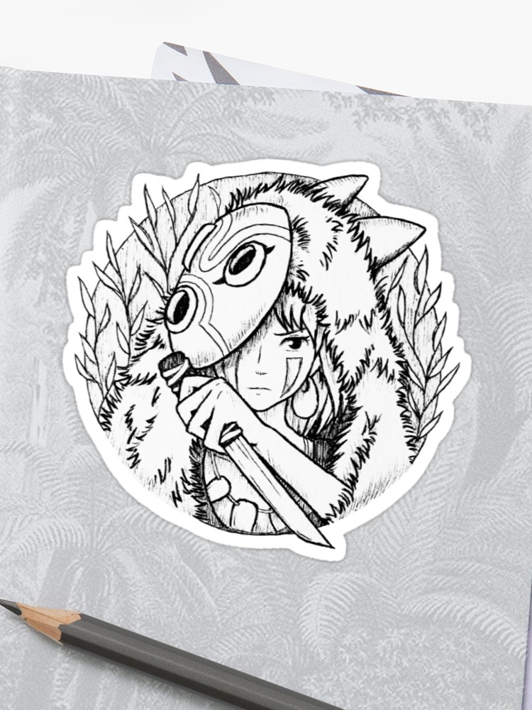 750x1000 princess mononoke san drawing sticker - Sticker Drawing