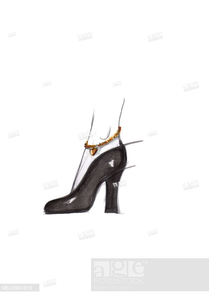 700x989 illustration, women foot, stiletto, black, series - Stiletto Drawing