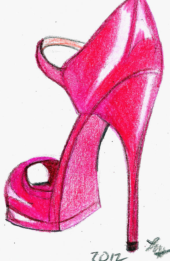 587x900 red stiletto drawing - Stiletto Drawing