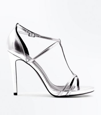 353x401 silver metallic t bar stiletto sandals new look - Stiletto Drawing