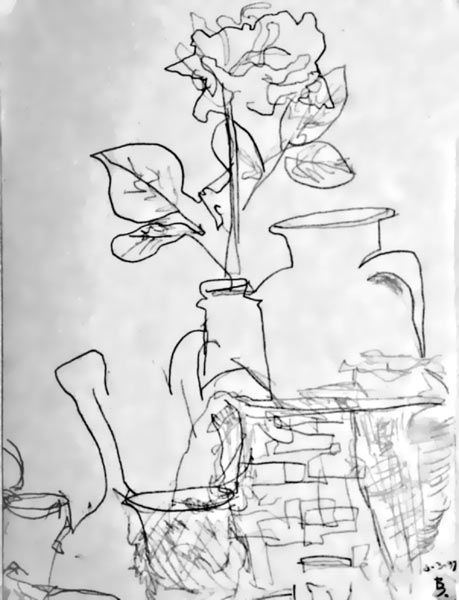 459x600 blind contour still life portfolio drawings, blind drawing - Still Life Contour Drawing