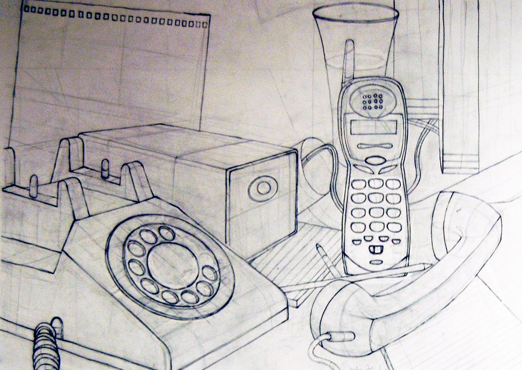 1662x1179 contour still life - Still Life Contour Drawing